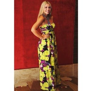Chartreuse Floral Gown
